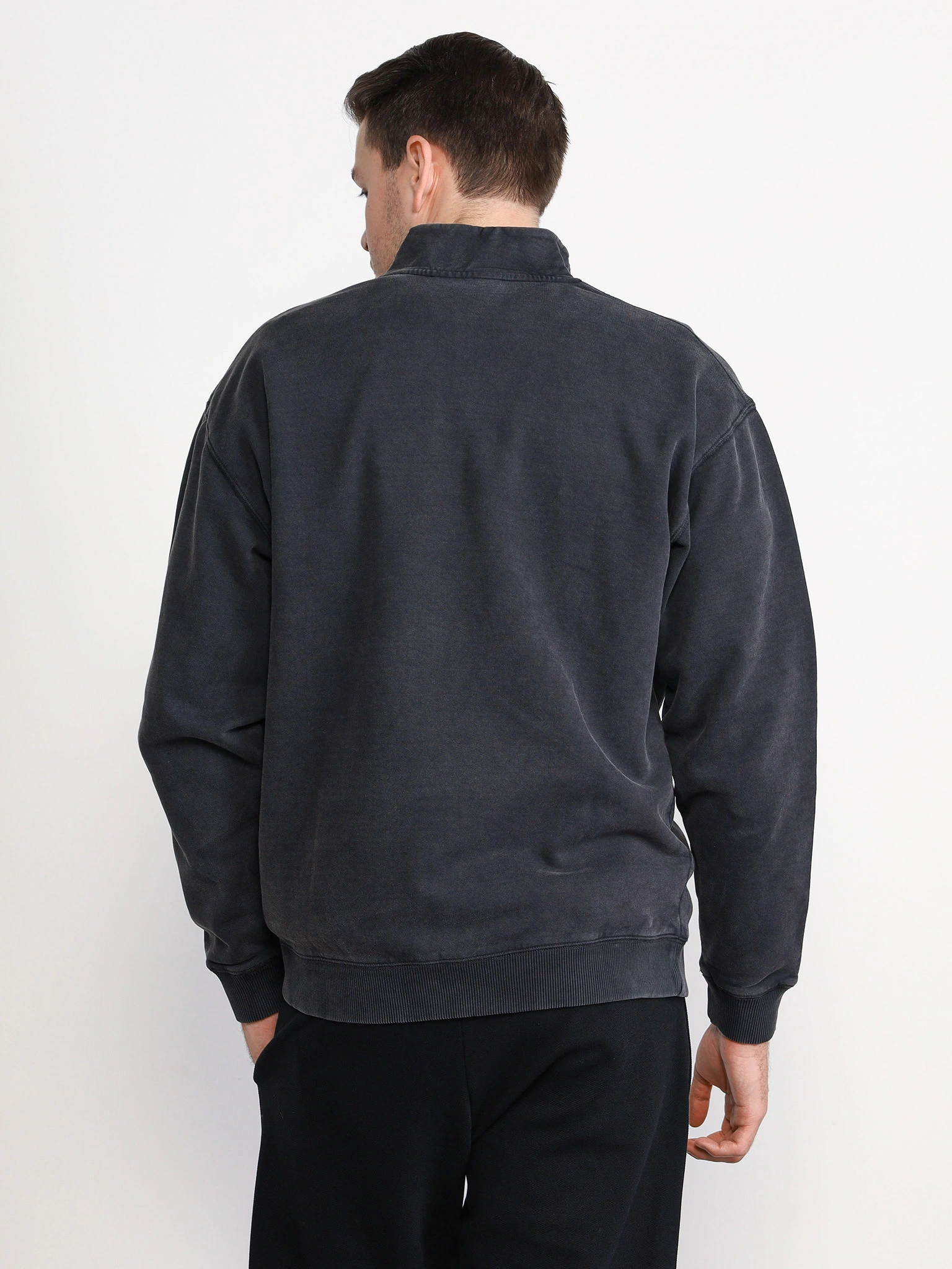 Толстовка графитового цвета из хлопка с короткой молнией